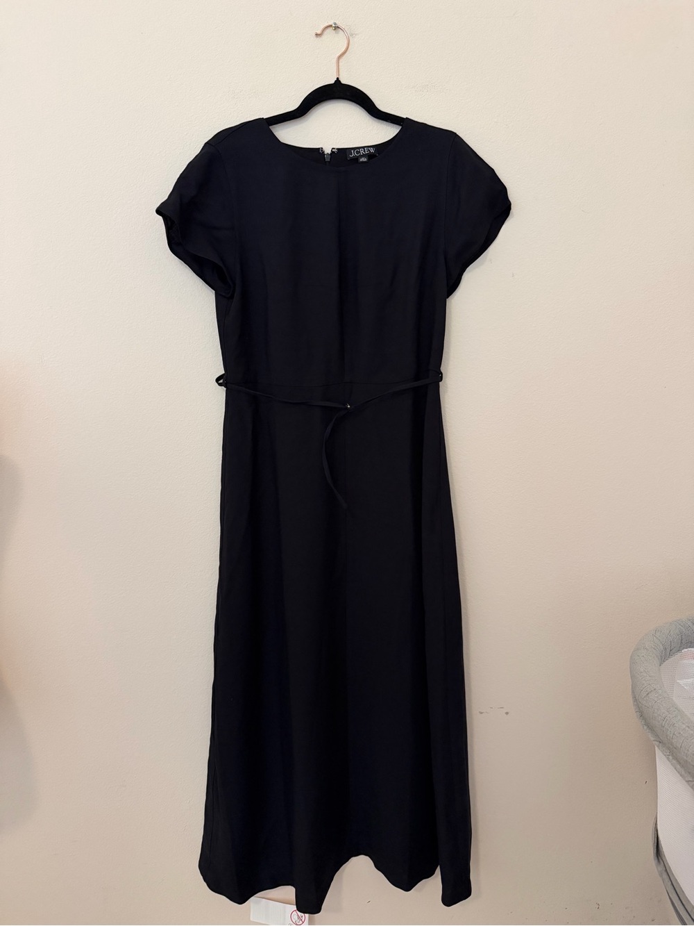 NWT J. CREW 2026 Mathilde Black Midi Dress Sz 12T Luster Canvas Workwear Office